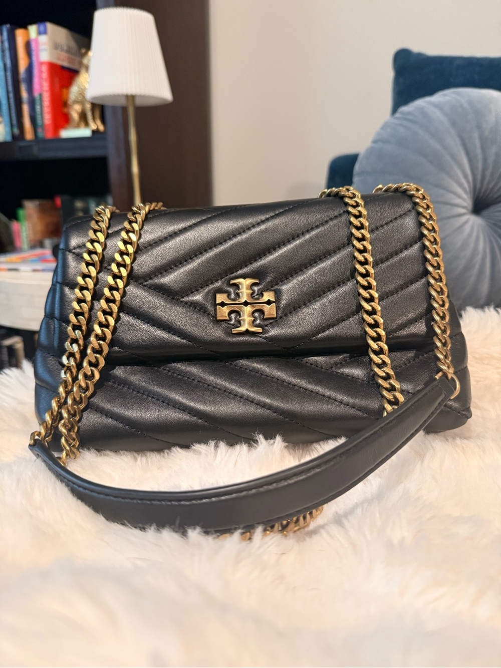 Tory Burch Black Kira Chevron Convertible Shoulder Bag